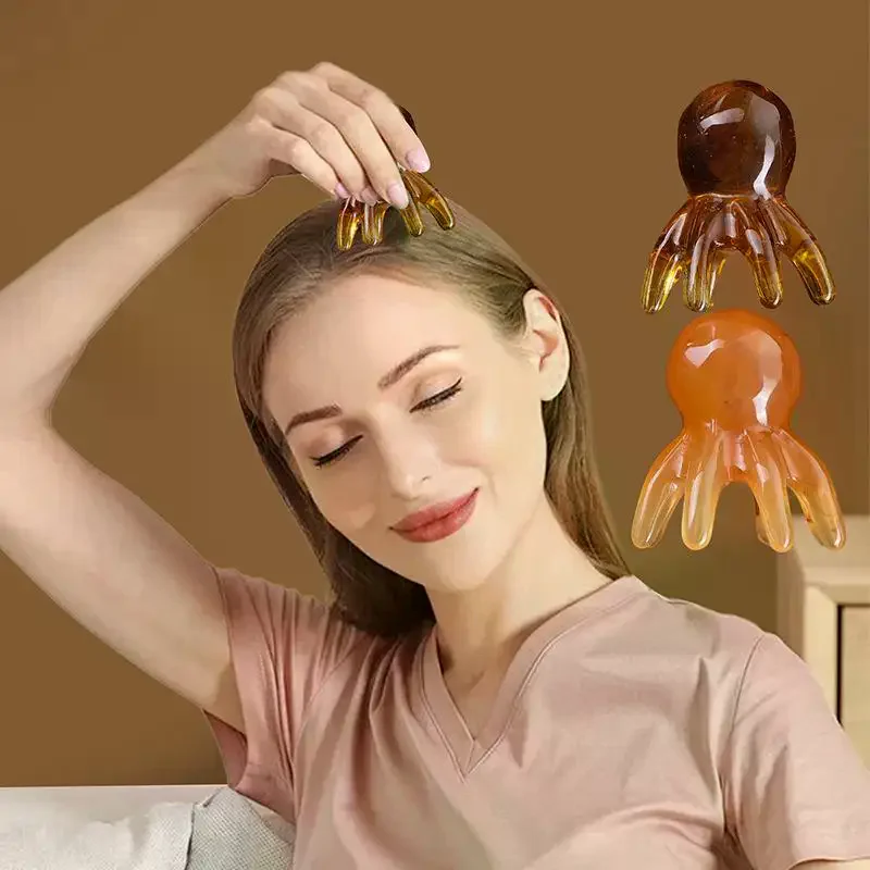 

Ergonomic Octopus Head Resin Gua Sha Massager Portable Face Body Scalp Pressure Point Tool Spa Quality Home Travel Use