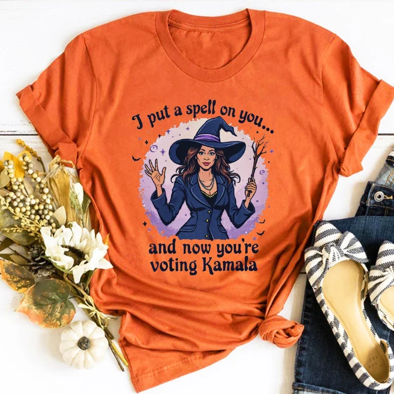 Funny Kamala Harris Halloween Tee US Election 2024 Top Vintage Clothes Democrat Gift Witchy Shirt Aesthetic M