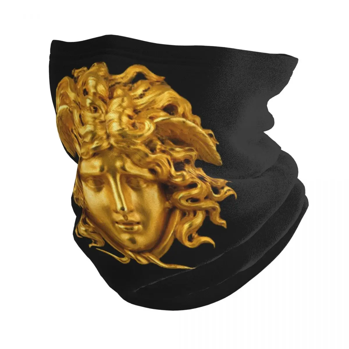 Bufanda cálida dorada antigua de Medusa, polaina de cuello Unisex, diadema de invierno, envoltura de cuello