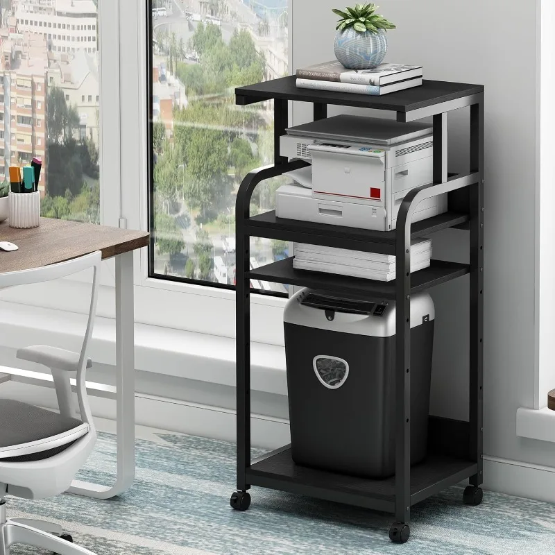 

4 Tier Large Tall Printer Table with Wheels for Home Office Storage and Organization, Rolling Stand Cart for Computer Tower