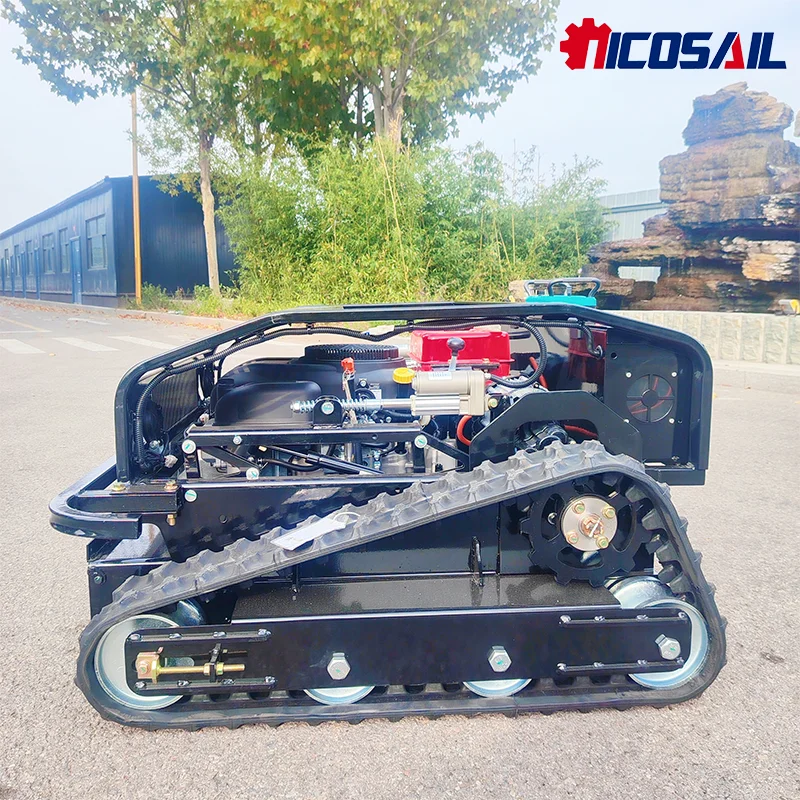 

Factory direct sale rubber crawler petrol engine remote control lawn mower high power self-propelled lawn mower