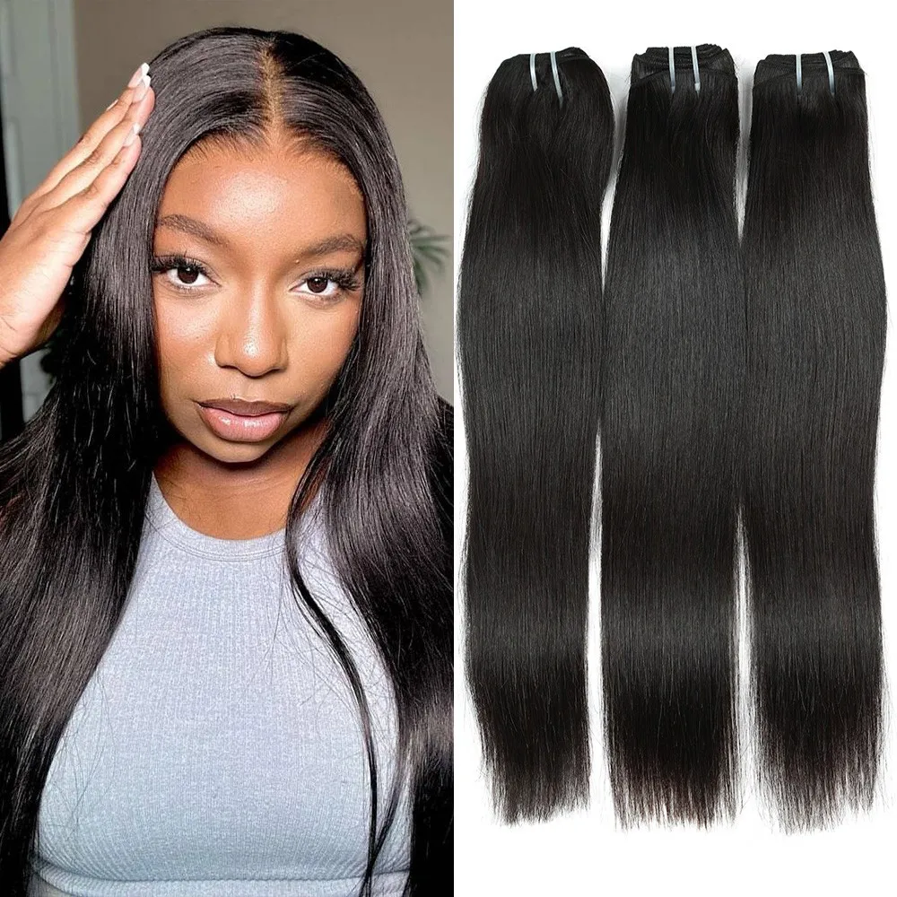 Bone Straight Hair Bundles para mulheres, Virgin Unprocessed, Double Drown, Extensões brasileiras, Weave de cabelo humano, 12A Silk Bundles