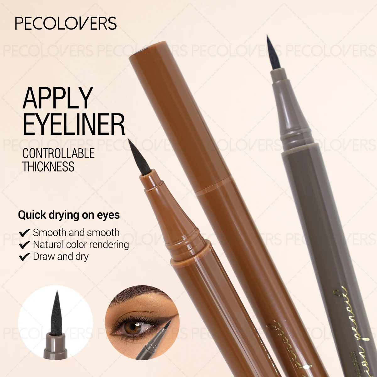 3 szt. Wodoodporny eyeliner, długotrwały, szybkoschnący eyeliner w płynie, idealny na Boże Narodzenie, Halloween, Święto Dziękczynienia