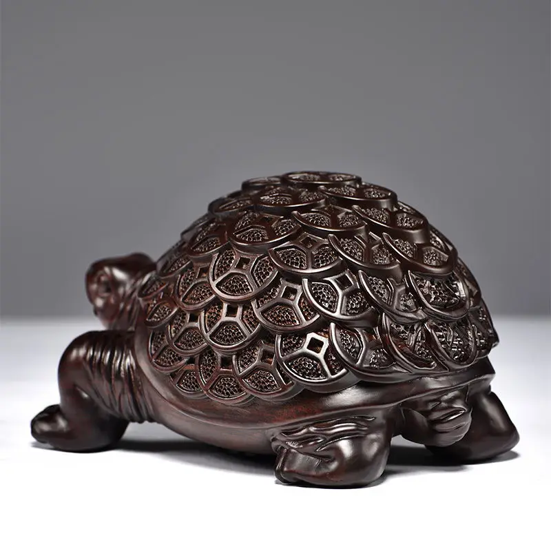 Wood Carved Scarab Living Room Decoration Office Desktop Feng Shui Transfer Decoration Red Solid Wood Turtle Gift