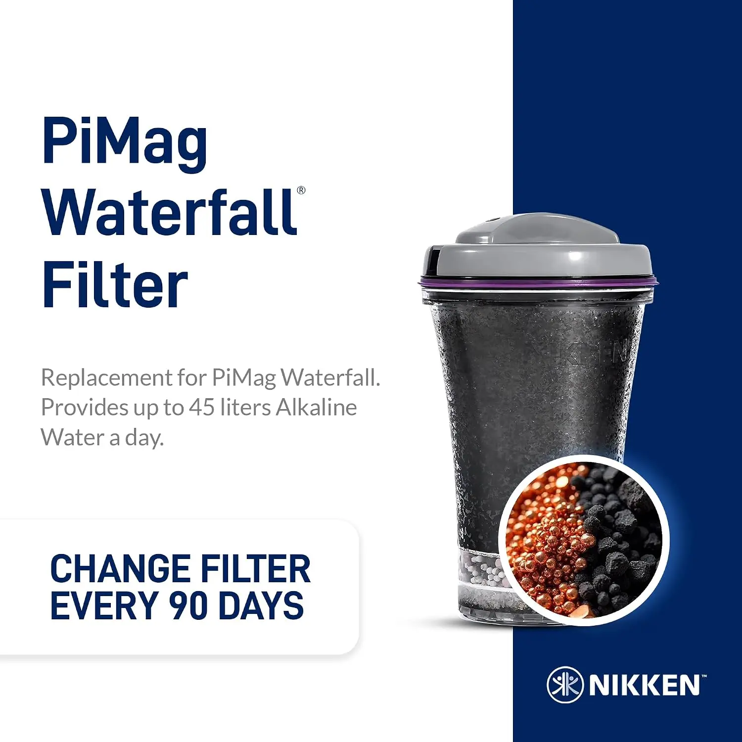Nikken - PiMag Waterfall Filter Cartridge - 13845 | Multi-Stage Filtration, Copper Particles, Chlorine And Lead Reduction, Repla