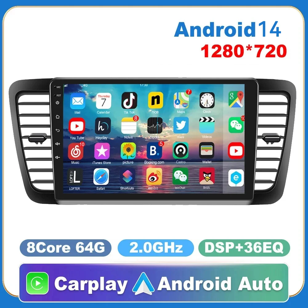 

2DIN Android 14.0 For Subaru Outback 3 Legacy 4 2003-2007 2008 2009 4G+WiFi DSP Car Radio Multimedia Video Player Navigation GPS