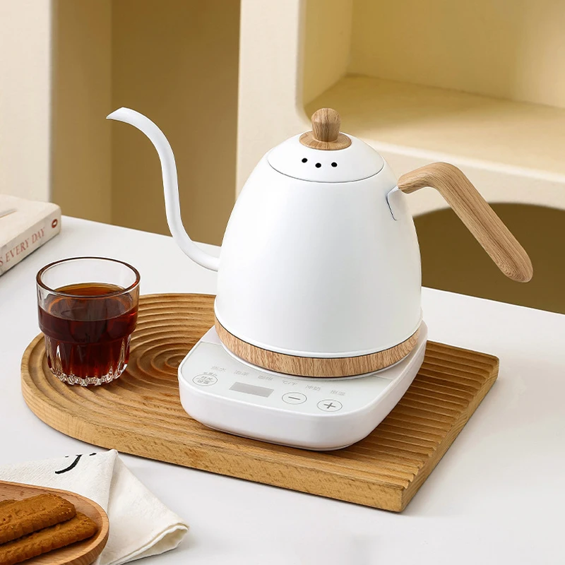 0.8L الفولاذ المقاوم للصدأ غلاية كهربائية معقوفة اليد المشروب إبريق قهوة إبريق الشاي مع فم نحيل 1000 واط وعاء تخمير المياه