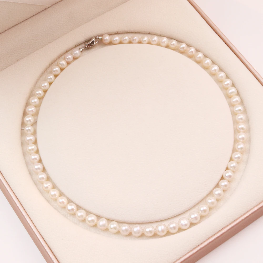 Trendy Wedding Party Jewelry Necklace Real Natural Pearl Choker Necklace for Women Men White Pearl Perlas Clavicle Collier Gift