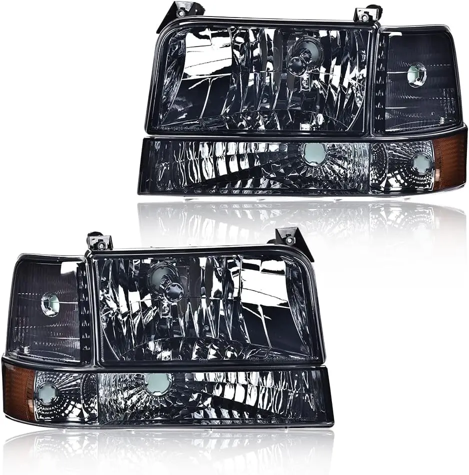 

Headlights Assembly Compatible with 1992-1996 Ford F150/Bronco, 1992-1997 F250/F350/FSuper Duty w/Corner Signal Bumper Lamps(Smo
