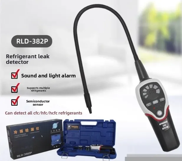 Detector de Fugas de Halógeno Profesional para Refrigerantes R134a, R410a y R22, Probador de Fugas de Gas Refrigerante RLD-382P
