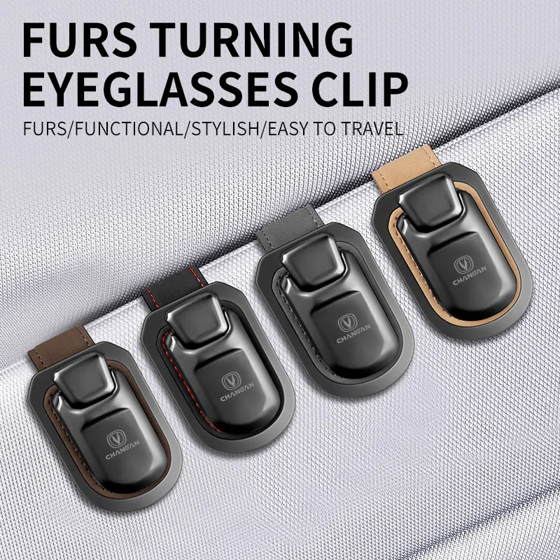Suede Car Sun Visor Glasses Storage Clip with logo For Changan CS55 PLUS CS35 CS15 Alsvin Unit Oshan X7 X5 CS25 CS85 CS95 2024