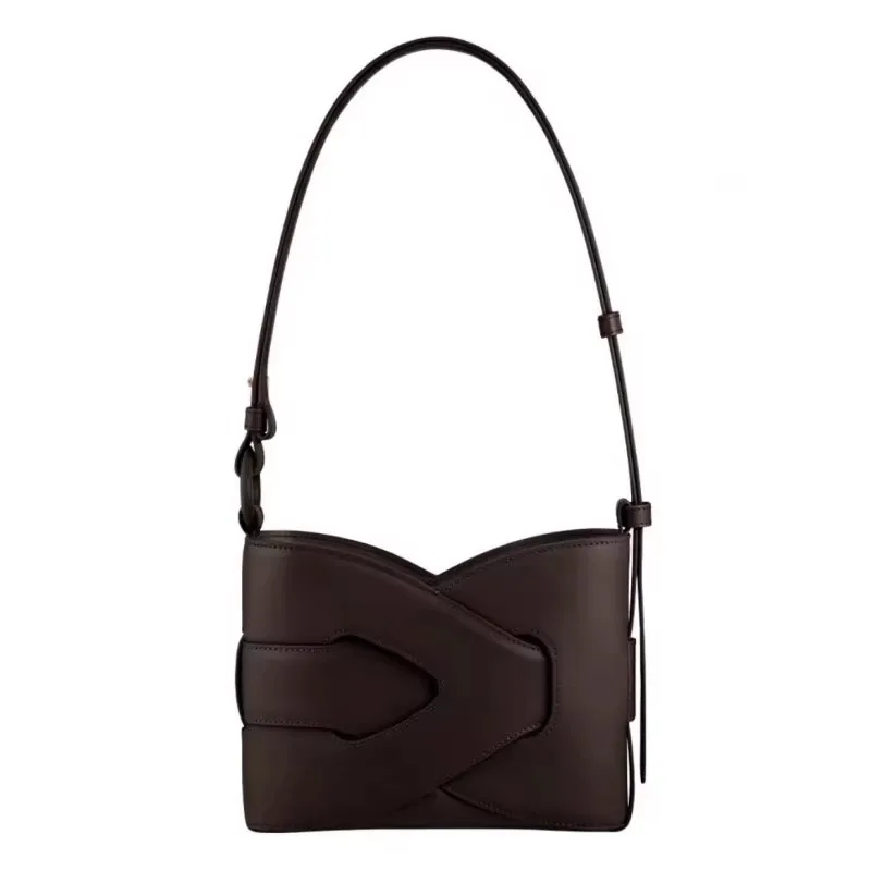 New po geometric bag made of genuine leather with Nodde classic symmetrical design, niche single shoulder diagonal cross