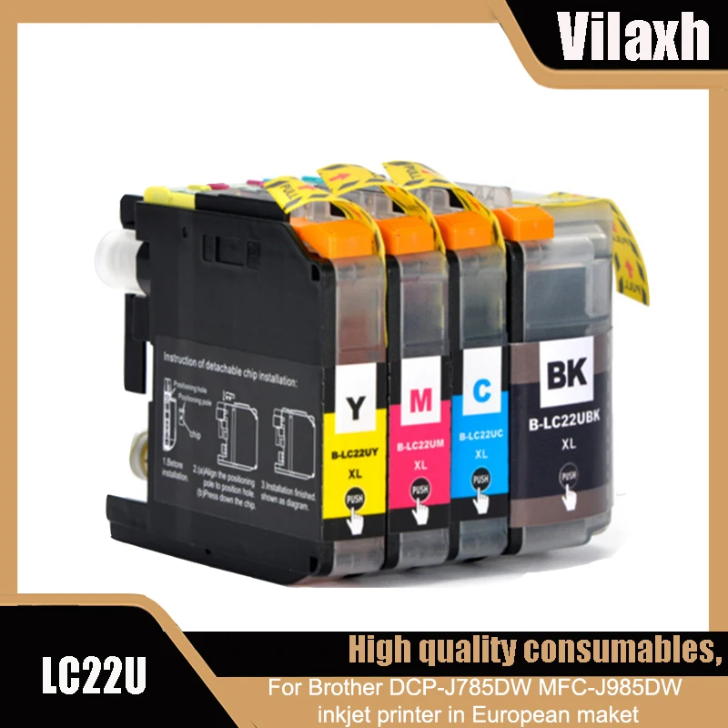 Vilaxh LC22U LC22UXL Compatible Ink Cartridge for Brother DCP-J785DW MFC-J985DW Inkjet Printer in European Market