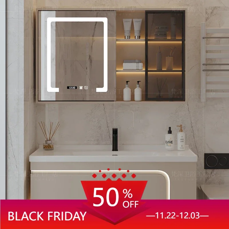 

Side Storage Bathroom Cabinet Ceramic Integrated Washbasin Bathroom Sink Combination Solid Wood Gabinete Home Furniture YX50BC