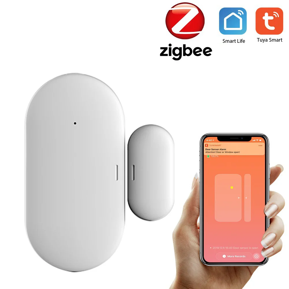 Tuya Rilevatore wireless per porte e finestre Sensore Zigbee magnetico Allarme antifurto Telecomando per casa/hotel/negozio/scuola