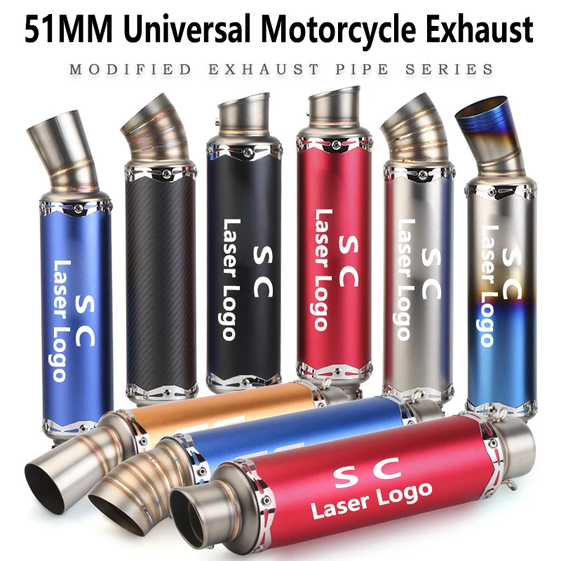 

51MM Universal Stainless Steel Carbon Fiber Motorcycle sc Exhaust Muffler for Racing Motorcycle Profession Modify Accessories