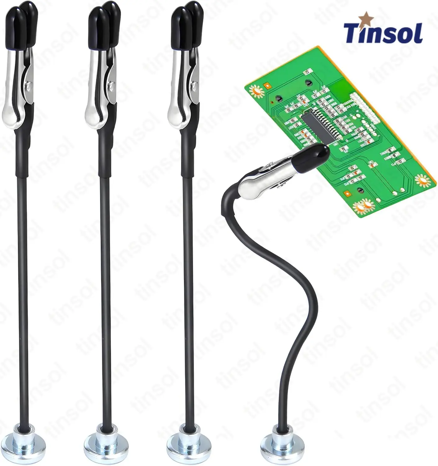 TINSOL Soldering Third Hand PCB Holder Strong Magnetic Base Flexible Arms Alligator Clip Welding Tool for Electronics Repair DIY