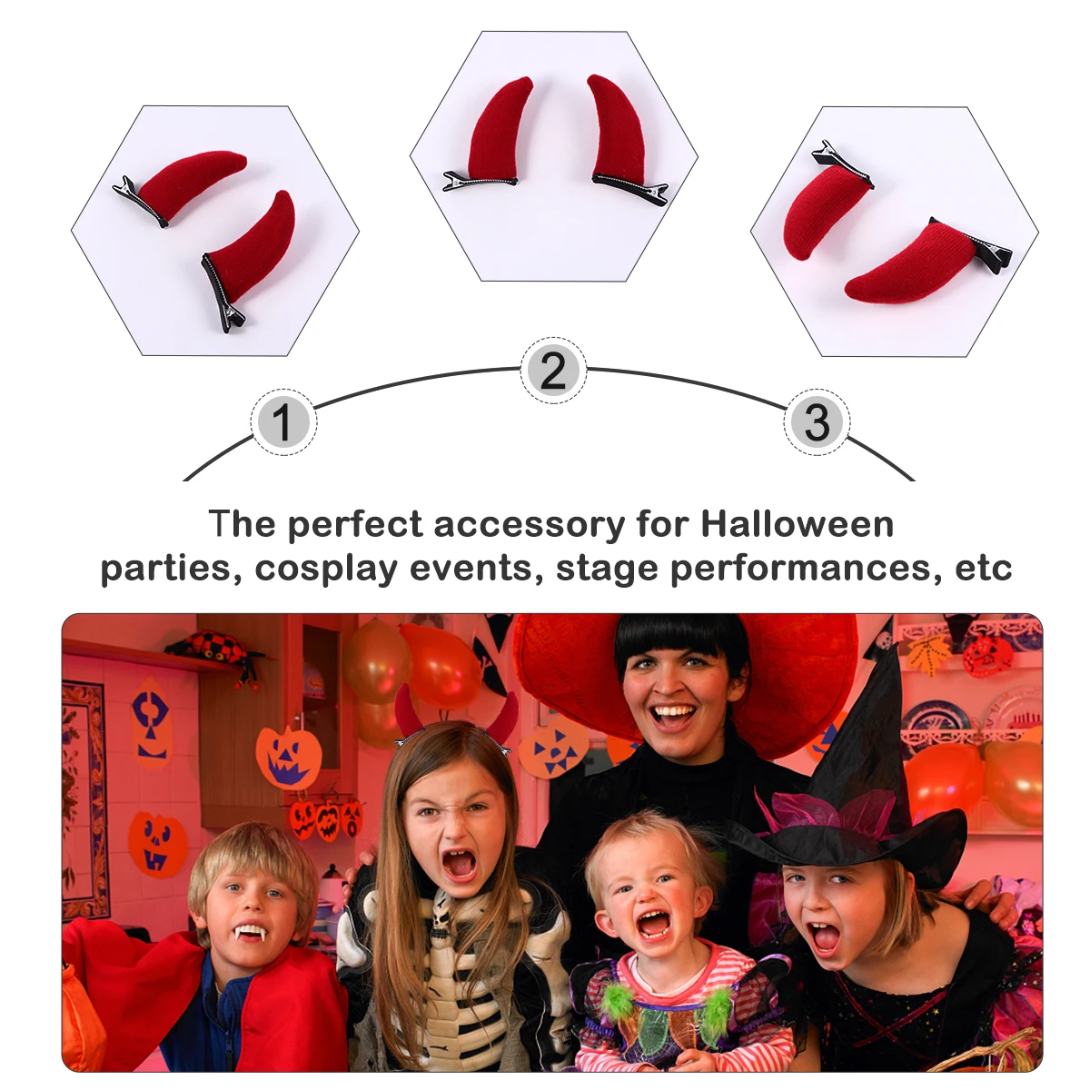 

8 Pcs Horn Hair Clips Shape Headband Halloween Headdress Festival Kids Stage Performance Cosplay Accessories
