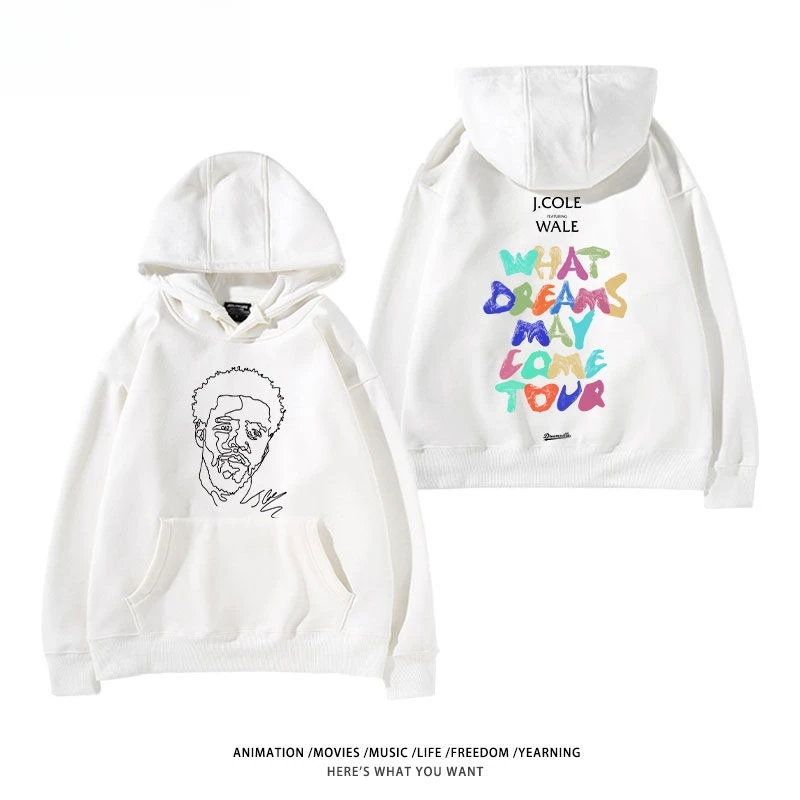J Rap Cole Same Dreamville Hooded Sweater Men and Women Loose Retro Hip Hop Jacket Autumn and Winter Fashion Casual  Sweatshirt
