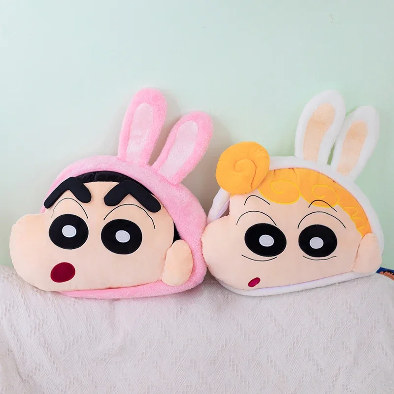 Cartoon Creative Crayon Shin Chan With Rabbit Ear Hat Plushies Lovely Stuffed Anime Sofa Bed Pillow Nohara Himawari Plush Toy