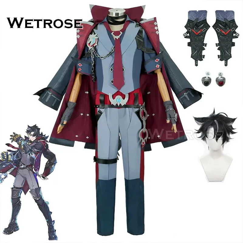 【Wetrose】В наличии Wriothesley Косплей Костюм Genshin Impact Fontaine Meropide Rizli Полный комплект парика Хэллоуин Рождество Рождество