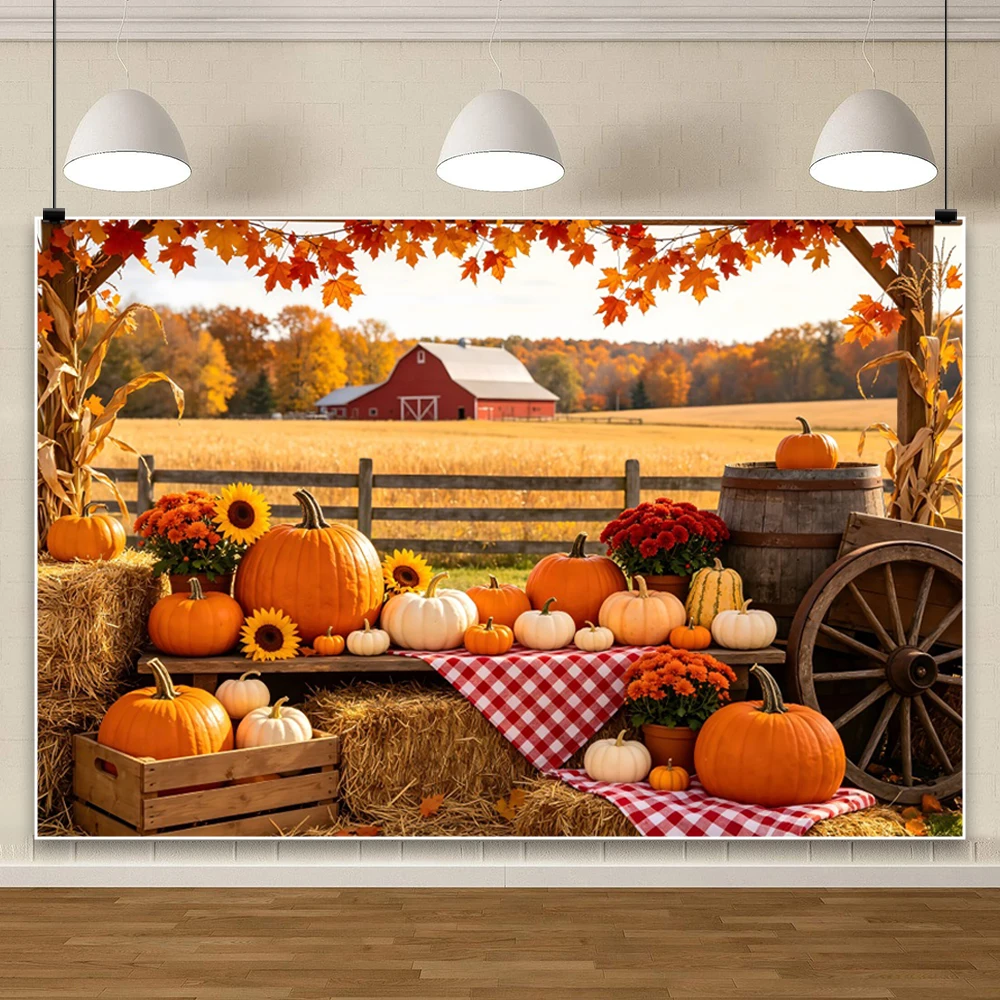 Autumn Maple Grove Photography Background Fall Harvest Pumpkin Sunflower Adult Kids Thanksgiving Day Party Decor Photo Backdrop