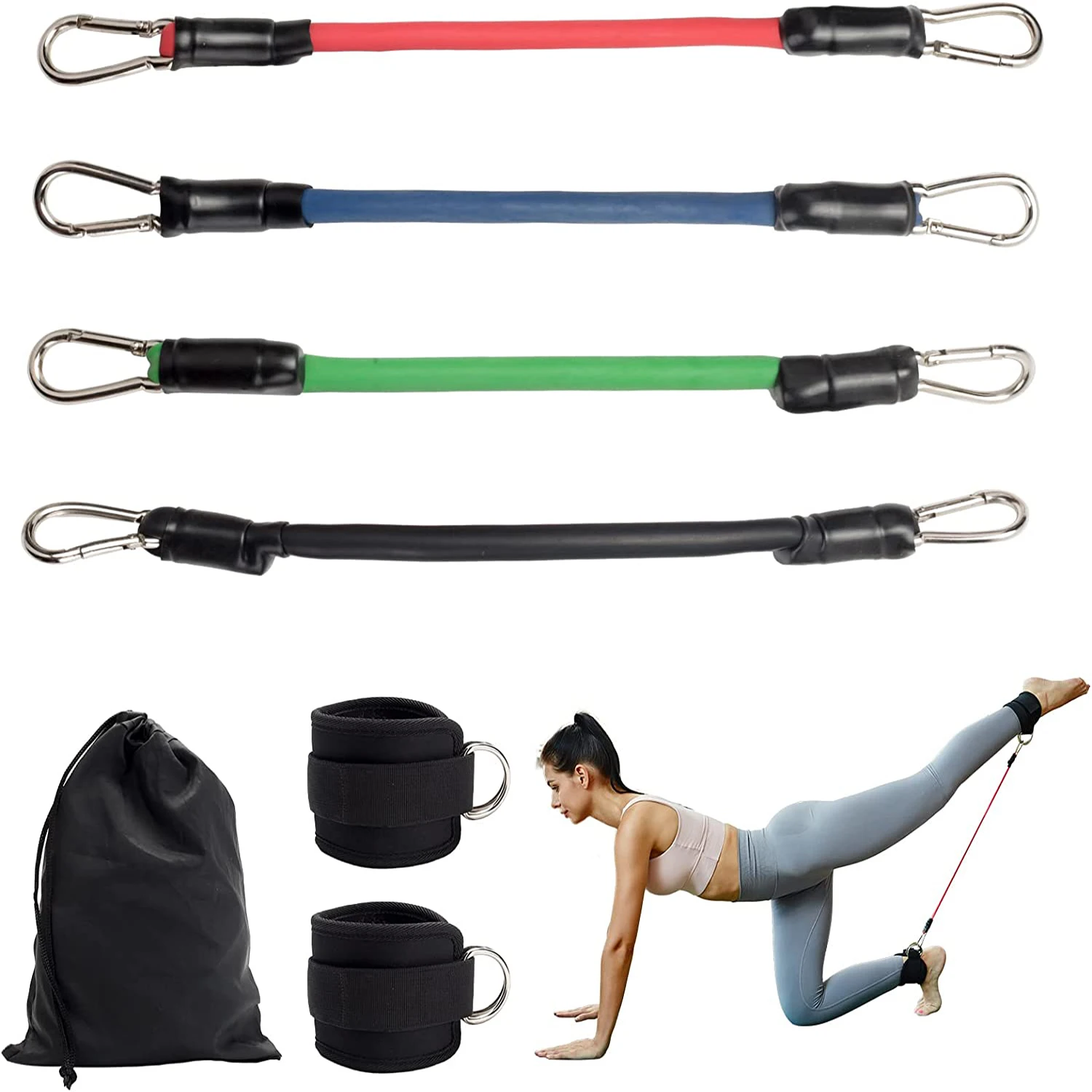 Elastic Resistance Band Suit, Ankle Straps, Gym Equipment, Home Legs Fitness, Workout Sport Equipment, High Quality, 7Pcs