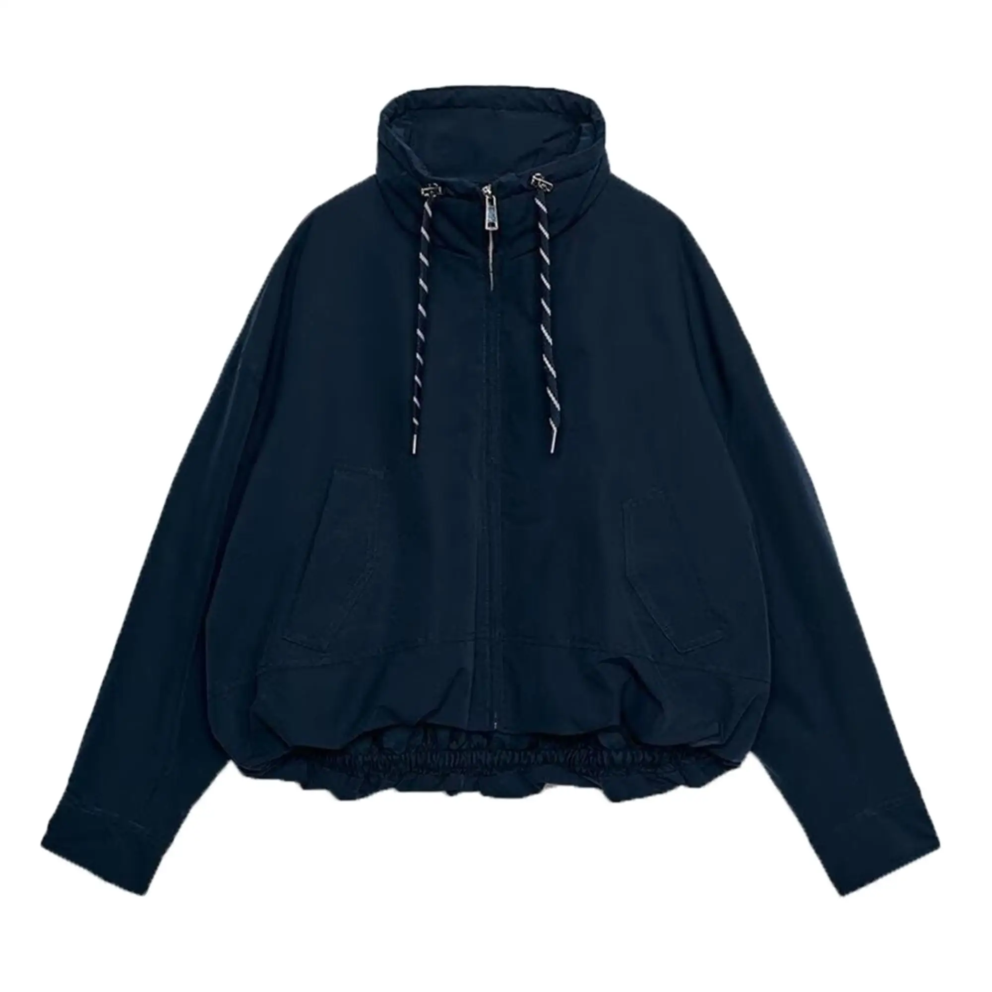 TFMLN Winter Damen Baumwollmantel, Neuer Vielseitiger Lässiger Langarm-Stehkragen-Jacke mit Kordelzug, Warme Einfarbige Baumwolljacke für Frauen – Detail 2