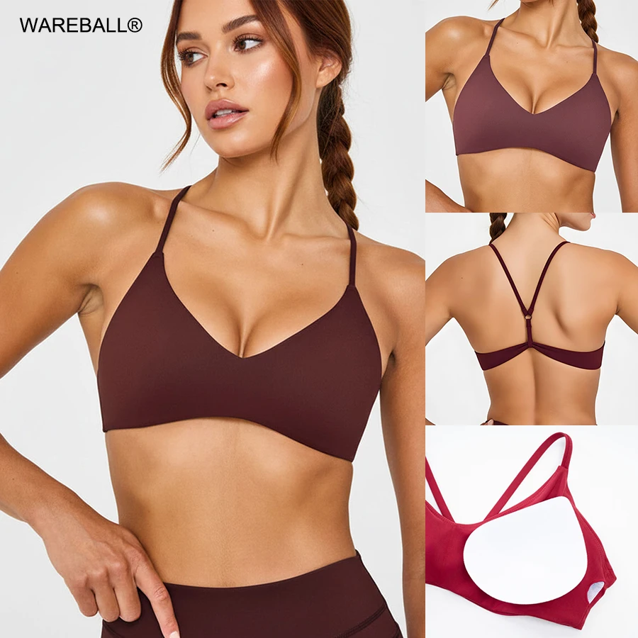 Sports Bra High Support Women Gym Underwear Push-up Back Cross Crop Top Running Workout Fitness Pilates Tank