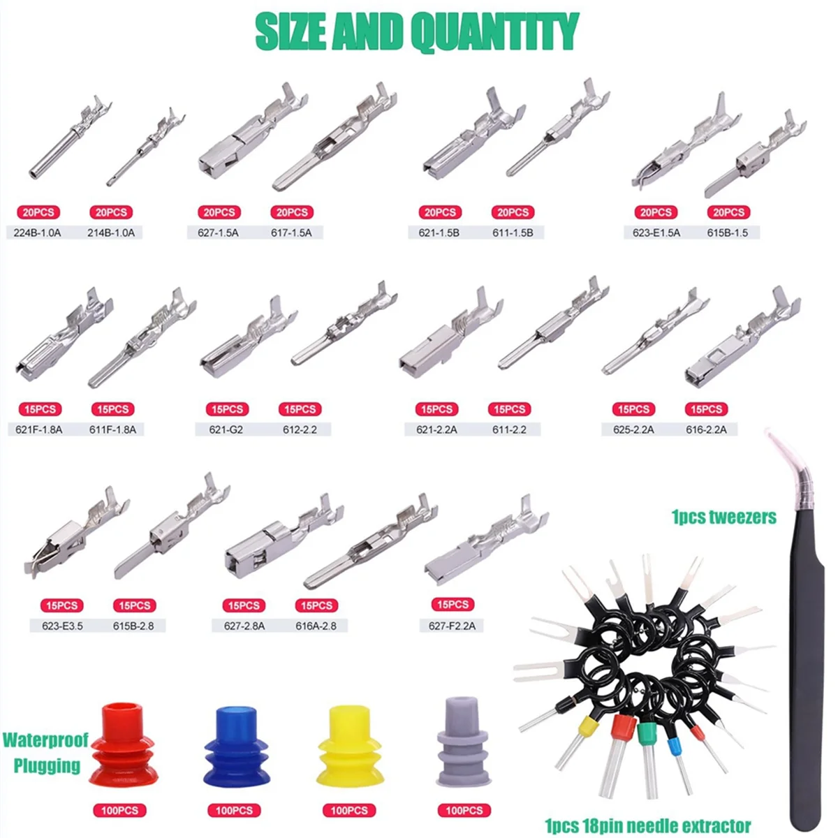 

B64C755Pcs Car Electrical Wire Terminal Pins Connector Kit 1/1.5/1.8/2.2/2.8/3.5mm 21Type Connector Pins Terminal Auto