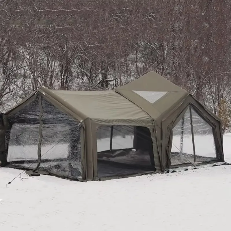 2025 대형 PVC 창문 야외 텐트 방수 겨울 캠핑용 에어 텐트