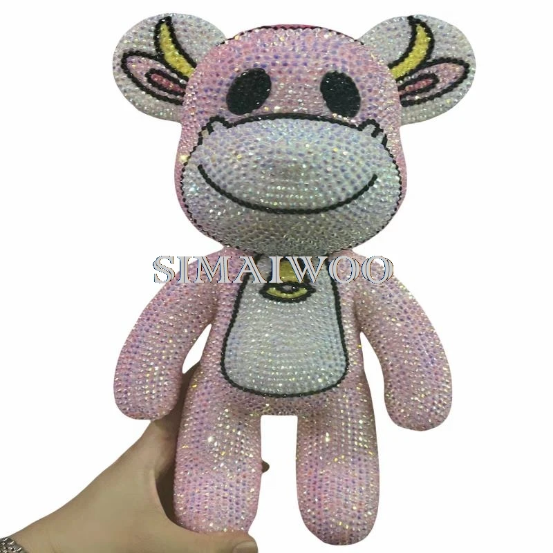

Creative Rhinestone Bear Statue Custmizable DIY Pink Cow Doll Bling Mosaic Handcraft Diamond Cross Stitch Bithday Christmas Gift