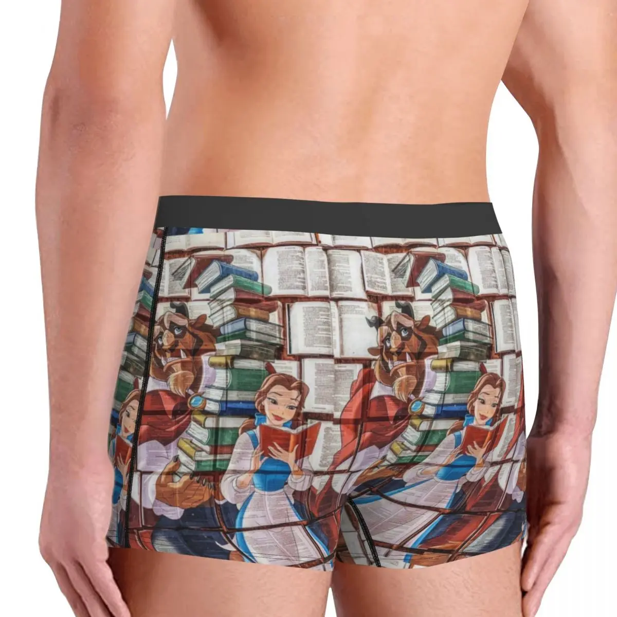 Cueca boxer personalizada da bela e a fera, cueca boxer estampada masculina, calcinha macia