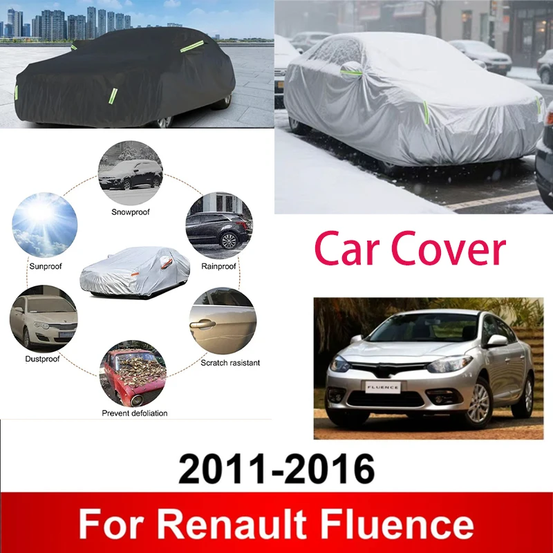 

Для Renault Fluence 2011-2016 2014 2015, полные автомобильные чехлы, уличные солнцезащитные чехлы, защита от УФ-лучей, снега, пыли, ткань Оксфорд, аксессуары