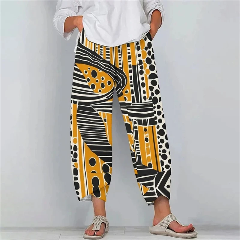 2025 الصيف المرأة استرخاء صالح السراويل عادية في الهواء الطلق الرباط اقتصاص السراويل أنيق تنفس الشارع الشهير سراويل نسائية