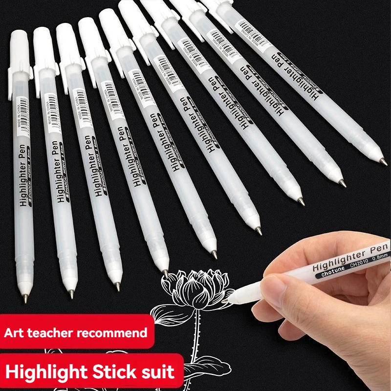 

2-6pcs/set 0.8mm Highlight Pen Paint Marker Permanent Graffiti Metalic Marker Pens White Pen Writting Drawing Art Supplies