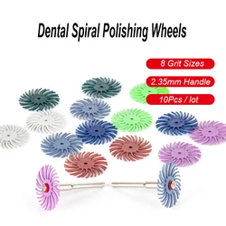 10Pcs/lot Dental Spiral Polishing Wheels 80~2500 Grit Teeth Rubber Polisher Composite Resin Diamond 25mm Disc Flex Brush Burs