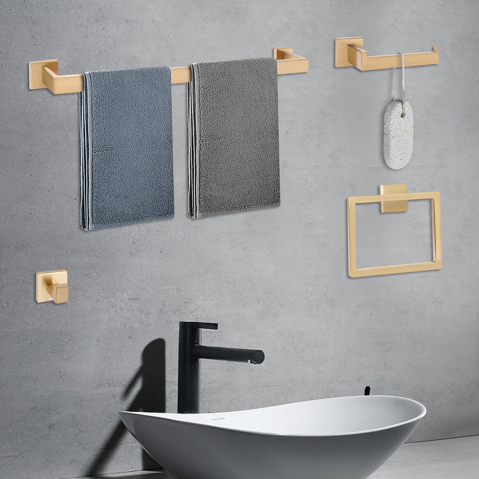 Durable Towel Racks for Bathroom with Brushed Stainless Steel Finish, 4-Piece Set, Space-Saving, High Load-bearing Capacity,