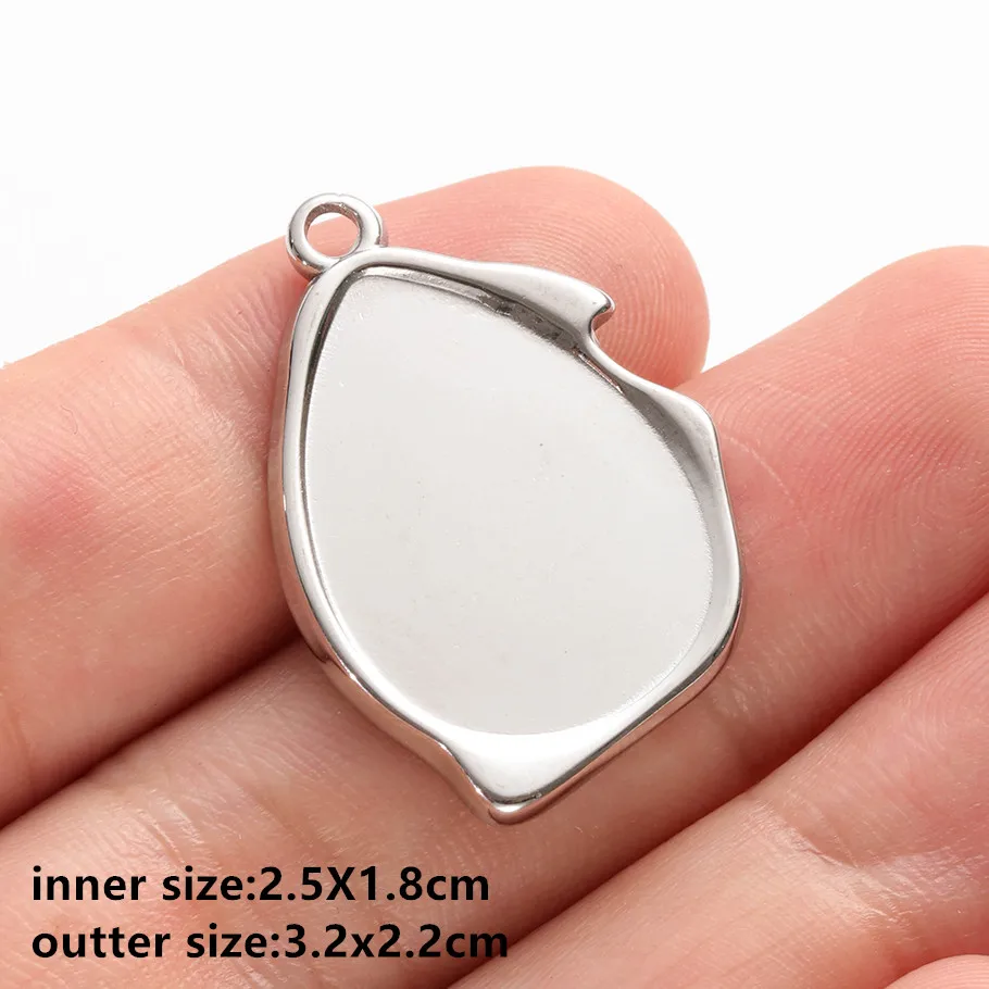 Nicht verblassende Engelsflügel, ovaler Herz-Anhänger aus Edelstahl, geometrischer Cabochon-Anhänger für die Schmuckherstellung, Halskette, Stein, DIY-Charm, Großhandel – Detail 5