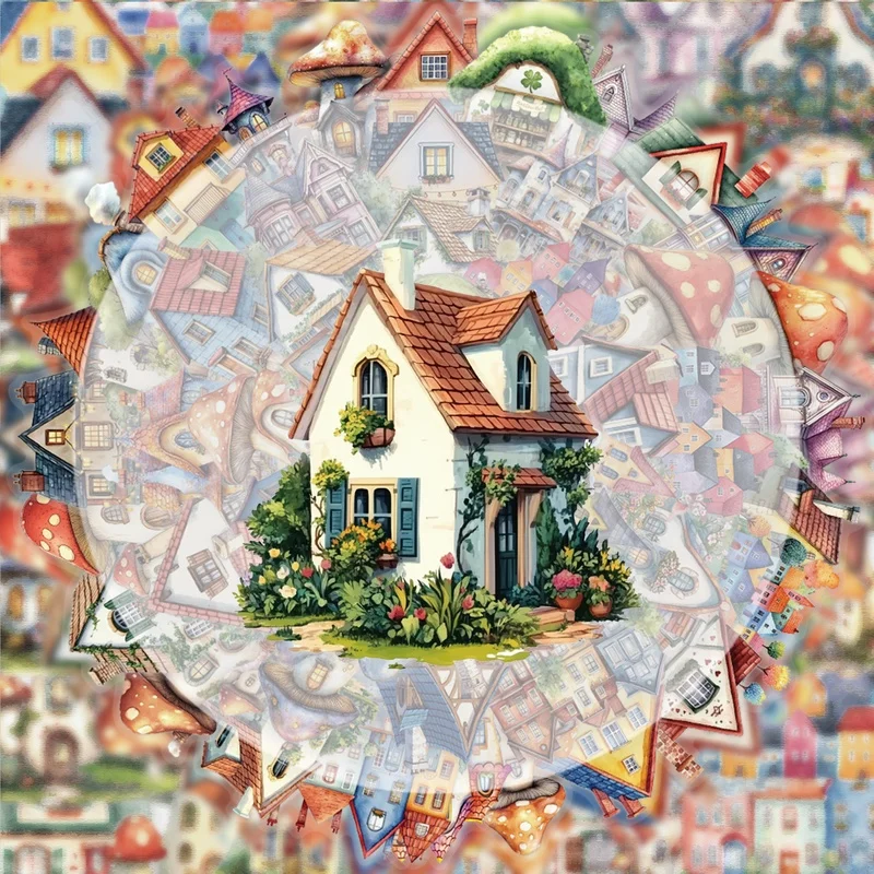 50 Transparent Fairy Tale Castle Graffiti Stickers, Vibrant Stickers Suitable for Water Bottles, Laptops, Phone Cases, Suitcases, Skateboards, Guitars, Gift Boxes, Party Decorations