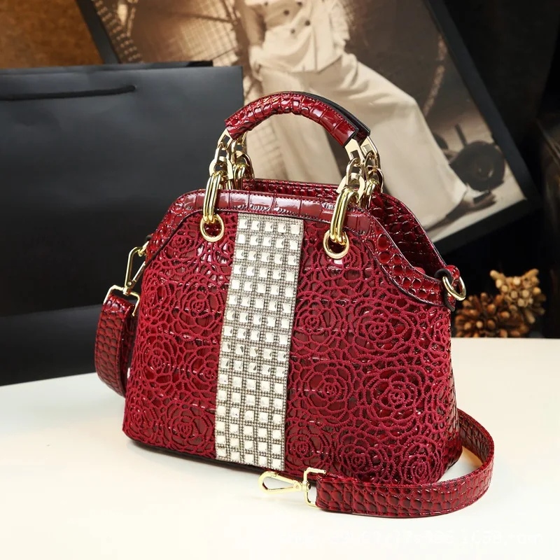 -studded lace pattern women's bag 2026 new model shoulder crossbody handbag women's wedding bag trendy co