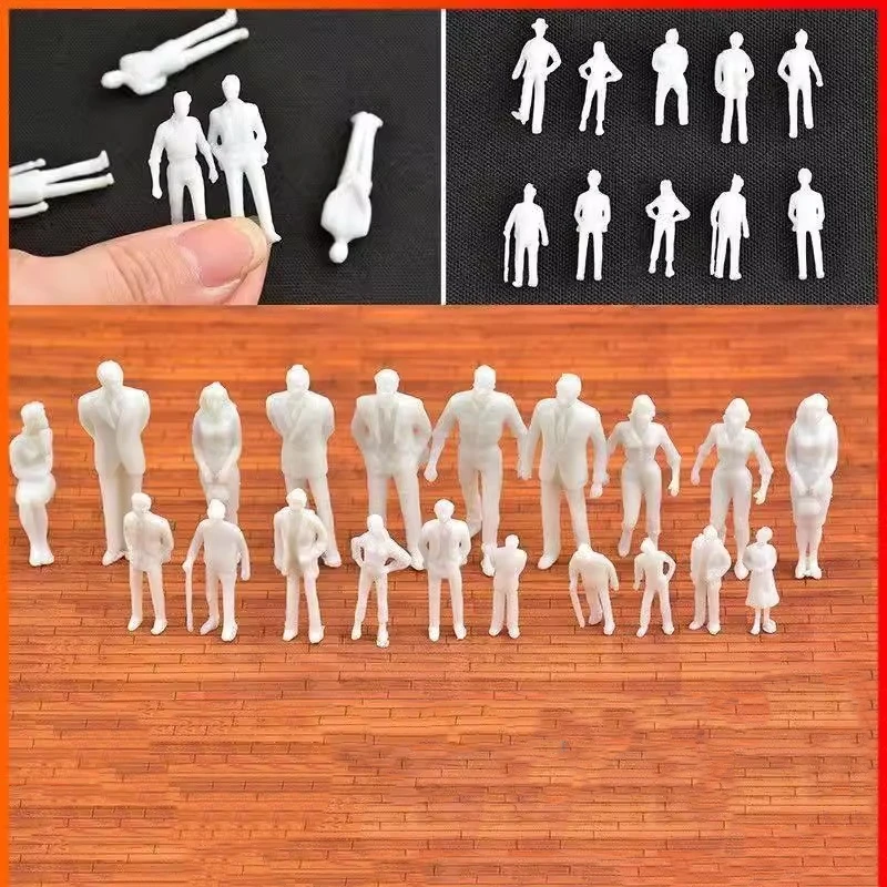 30/50/100pcs 1:50 1:75 1:100 1:150 1:200 1:300 Scale Miniature Human Figure Unpainted Resin Figurine Model Building Scenery