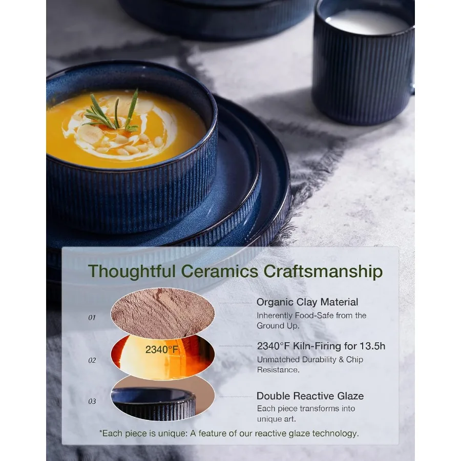 Star Dinnerware Sets Plates and Bowls Set for 4 12 Pieces Ribbed Dishes Chip and Scratch Resistant Microwave and Dishwasher Saf