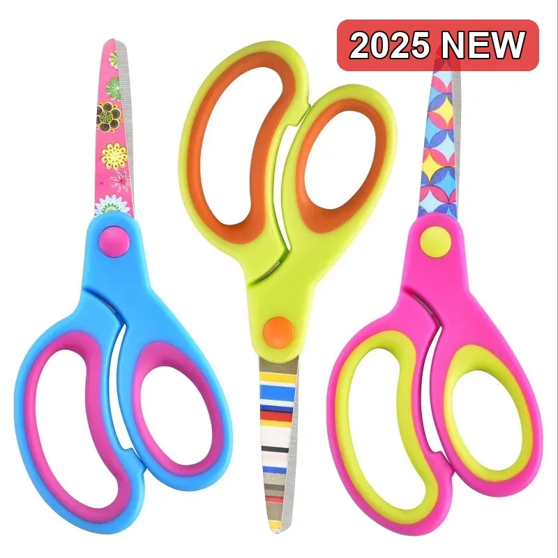 

Набор из 3 безопасных ножниц с тупым кончиком — удобная ручка для детских поделок, поделок, поделок и школьных проектов, набор студенческих ножниц с цветочным дизайном