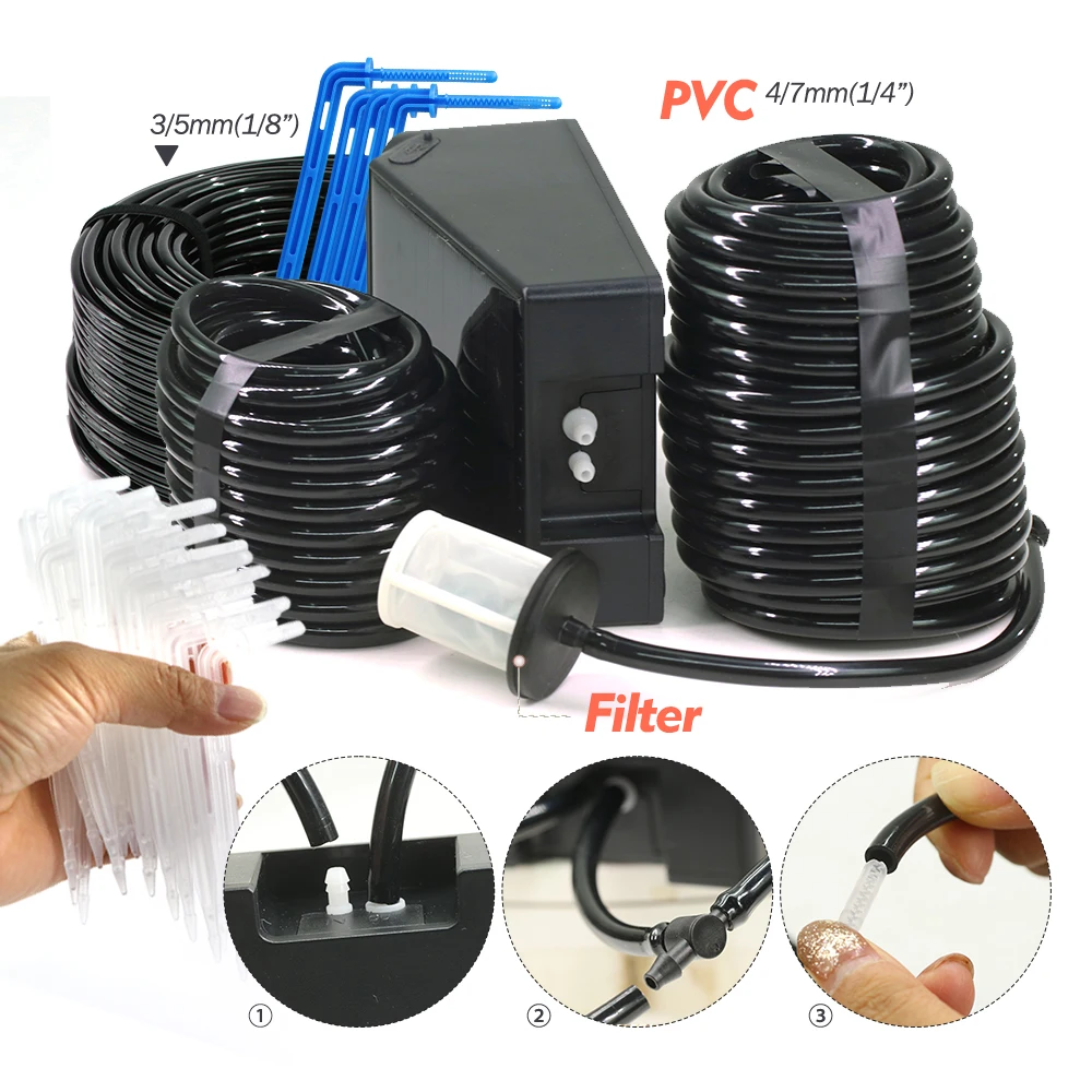 Solar Timer Pump Automatic Drip Irrigation Kit for Patio Balcony Potted Plants 1/4