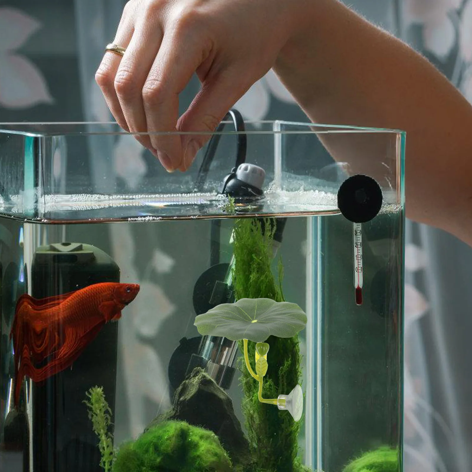 

Artificial Lotus Leaf Betta Fish Resting Pad Soft Floating Bed For Fish Tank Decor Hiding Spot Plant Accessories Pet Supplies