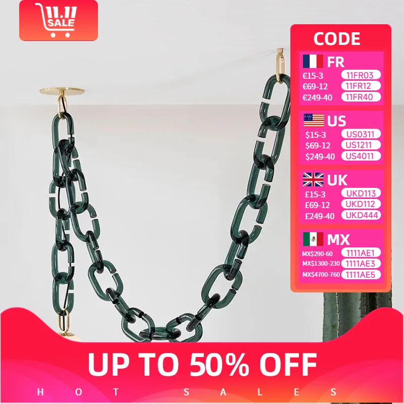 

Modern Lighting Creative Glass Chain Chandelier Modern Artistic Hanging Lamps Living Room Bedroom Pendant Led Lights for Home