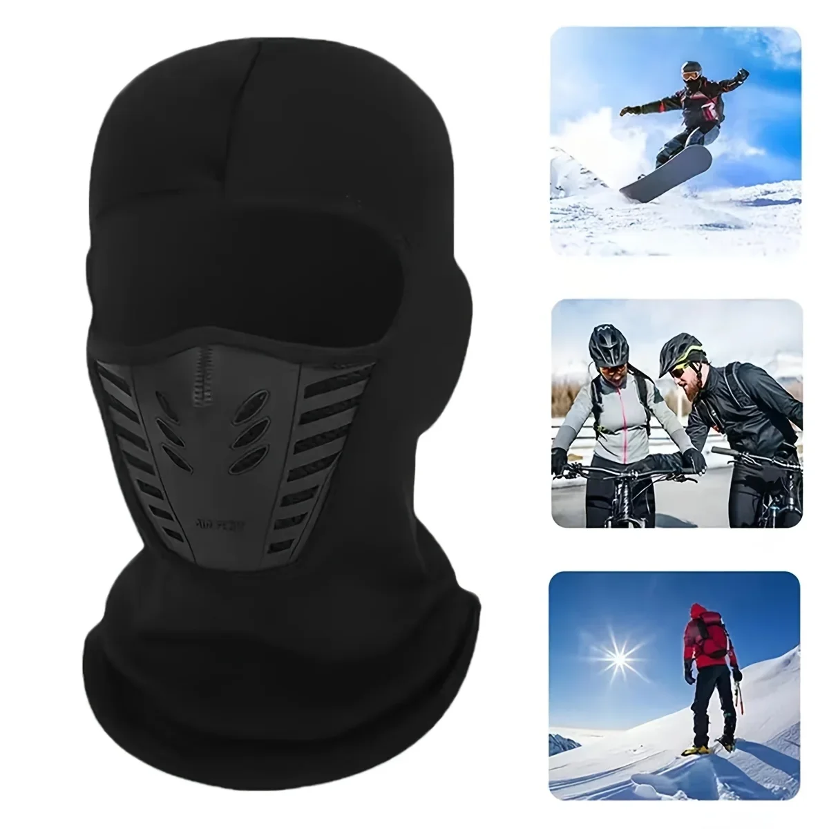 Winter Balaclava Ski Mask Windproof Anti-Dust Thermal Full Face Cover Cycling Skating Running Outdoor Sports Hat Headwear