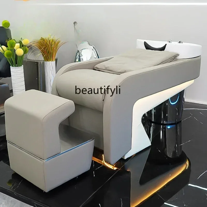 

Lying Half Shampoo Chair Hair Saloon Dedicated Deepening Ceramic Basin Rubber Pillow Washing Bed