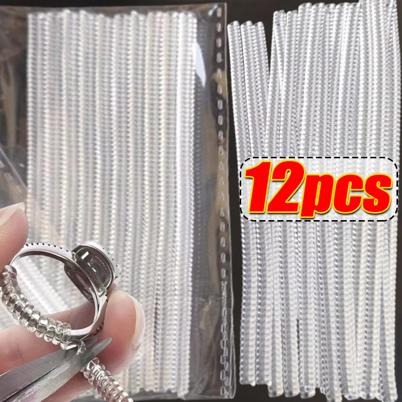 

12 шт. новый редуктор размера кольца, спиральные пружинные кольца, регулировка, невидимый прозрачный затяжитель, инструменты для изменения размера, защита для ювелирных изделий